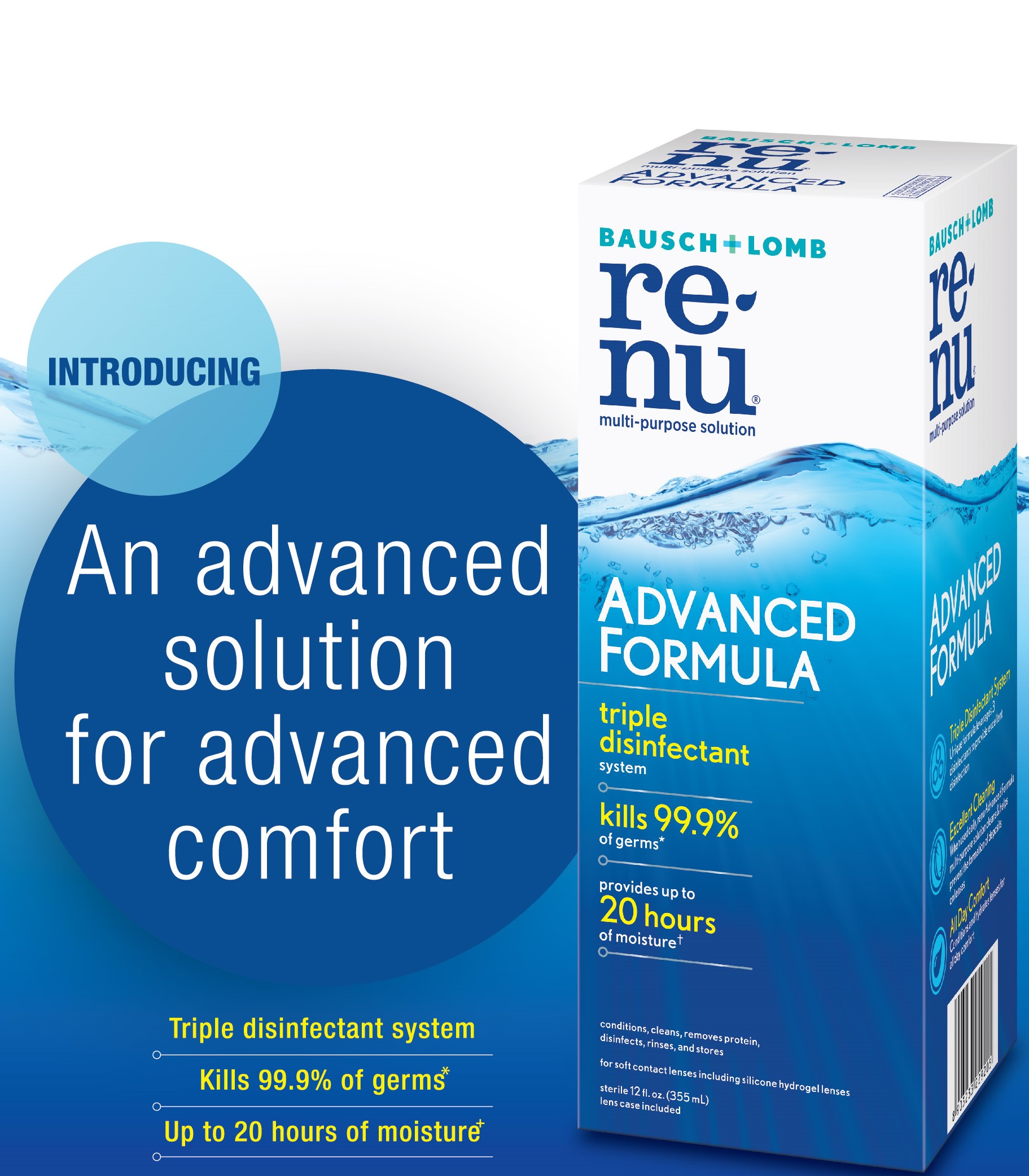 renu® Advanced Formula Multi-Purpose Lens Care Solution : Bausch + Lomb